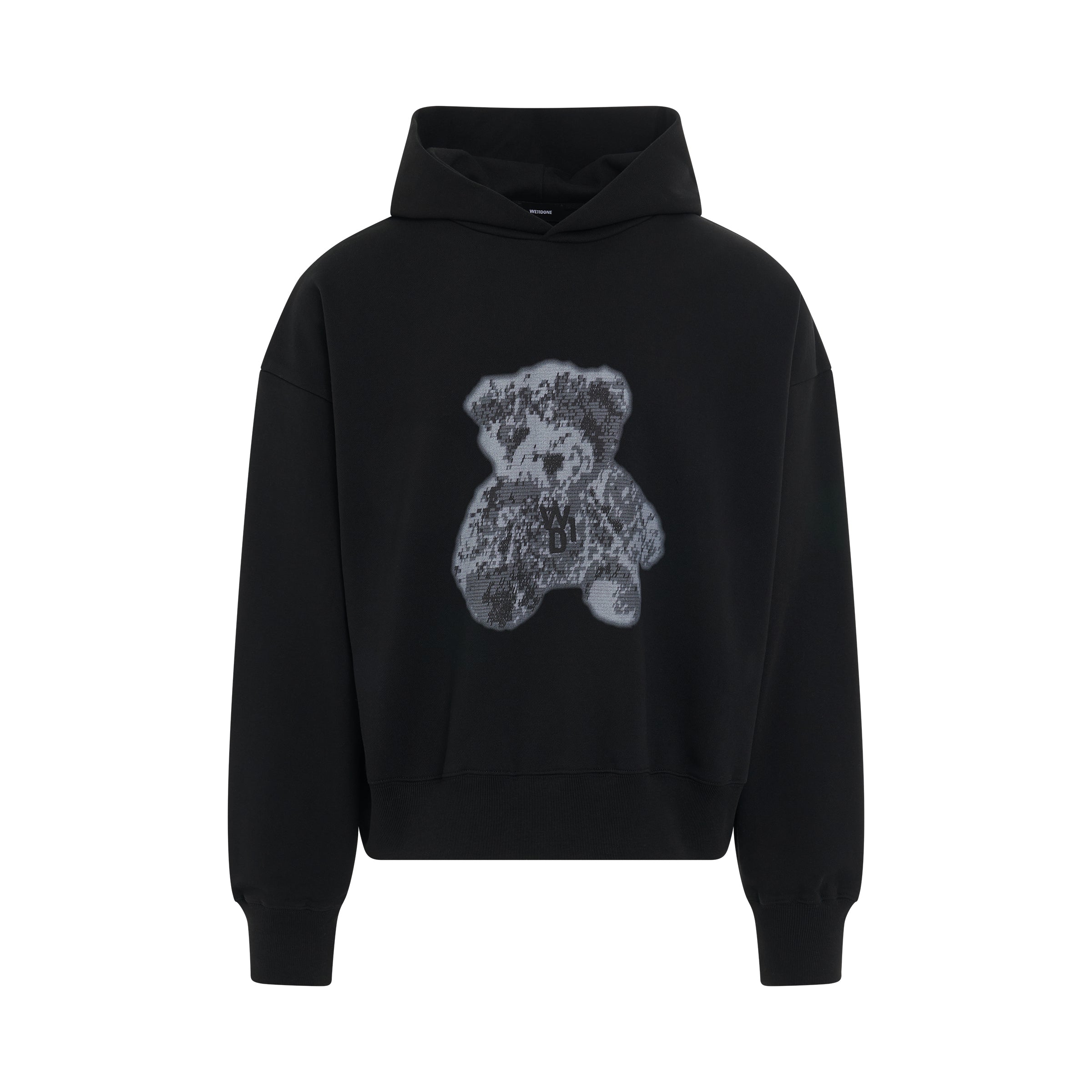 New Teddy Back Logo Hoodie in Black