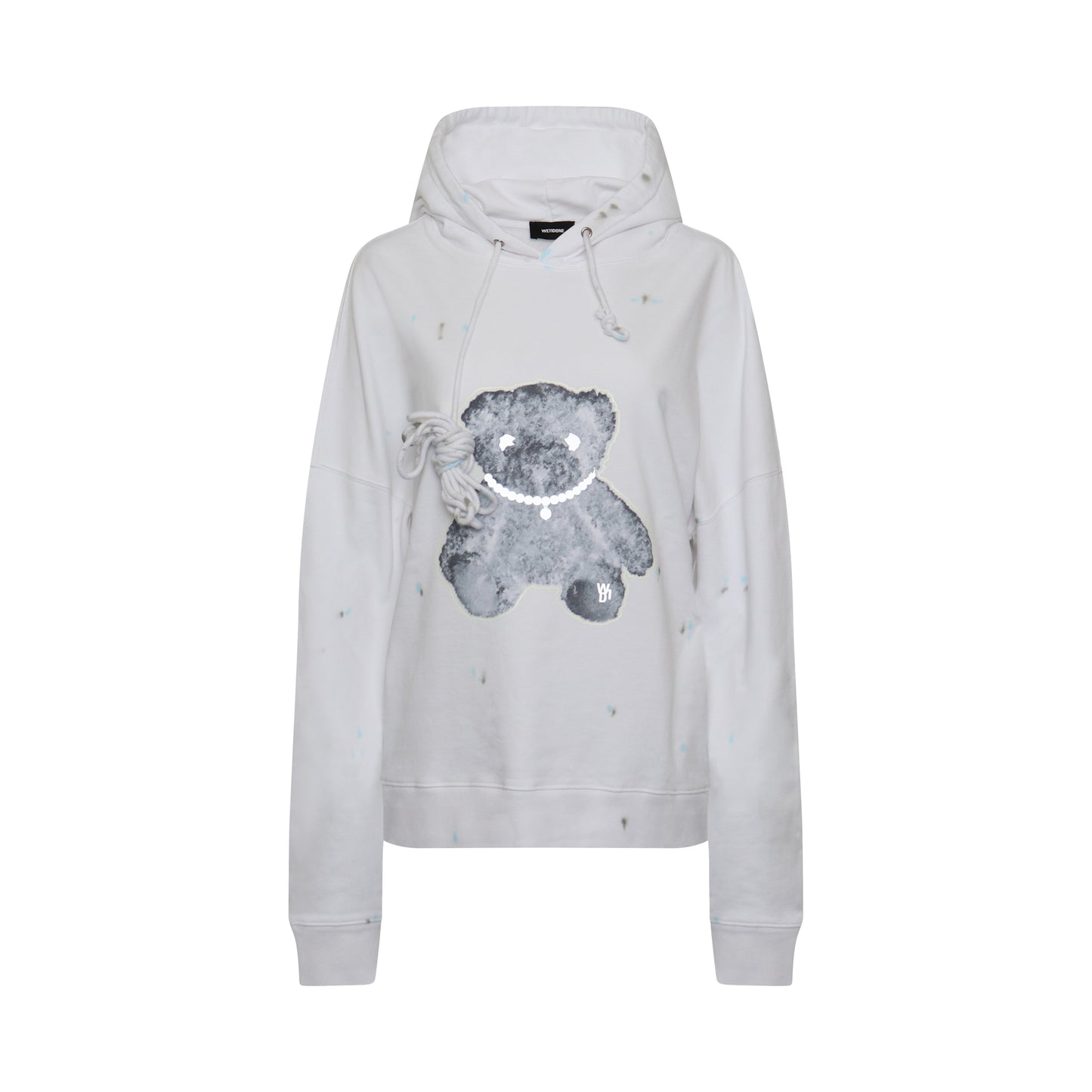 Pearl Necklace Teddy Hoodie in White