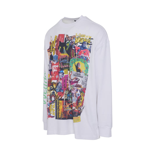 Black Horror Print Sweatshirt in White