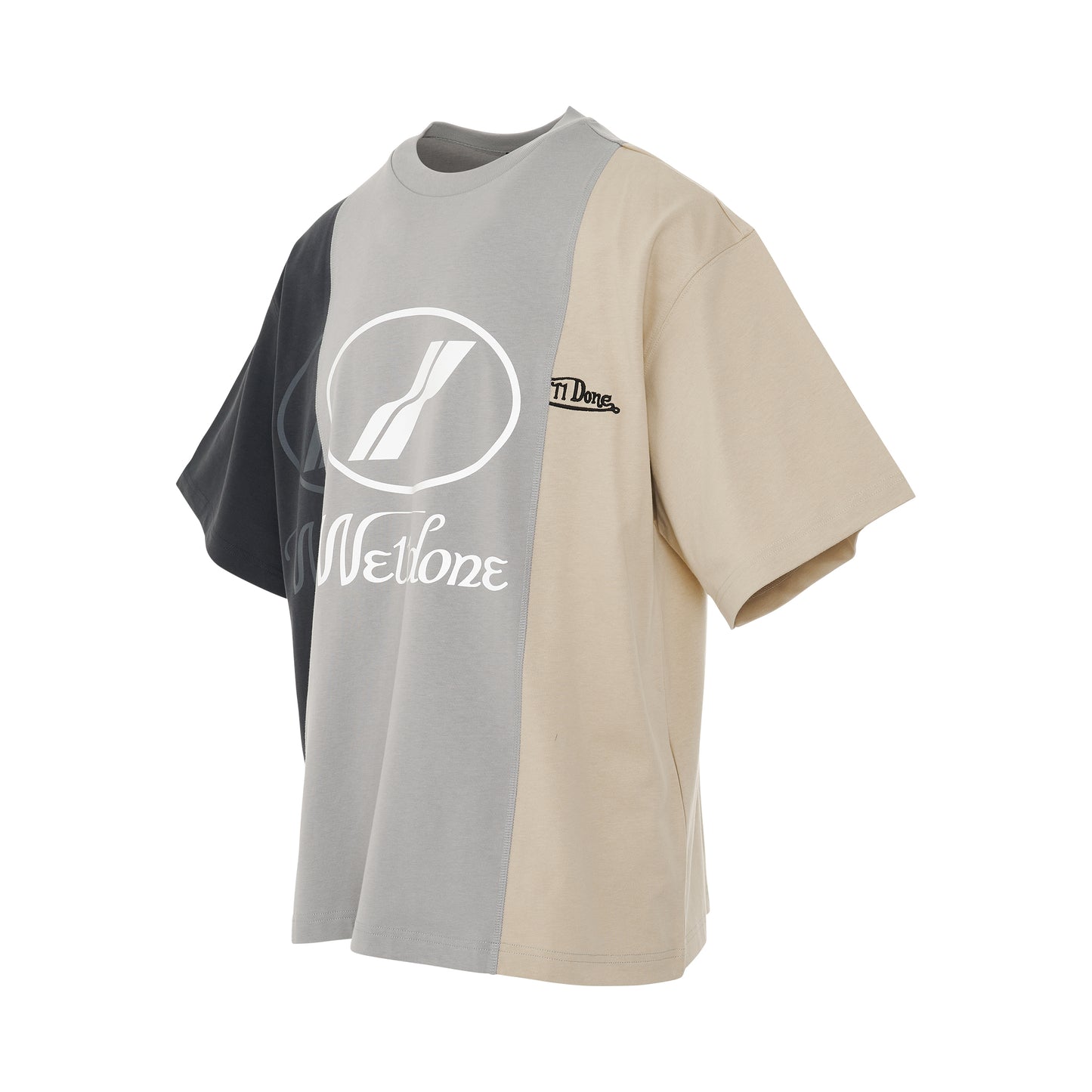 Remake 3 Panel Reflective Logo T-Shirt in Beige