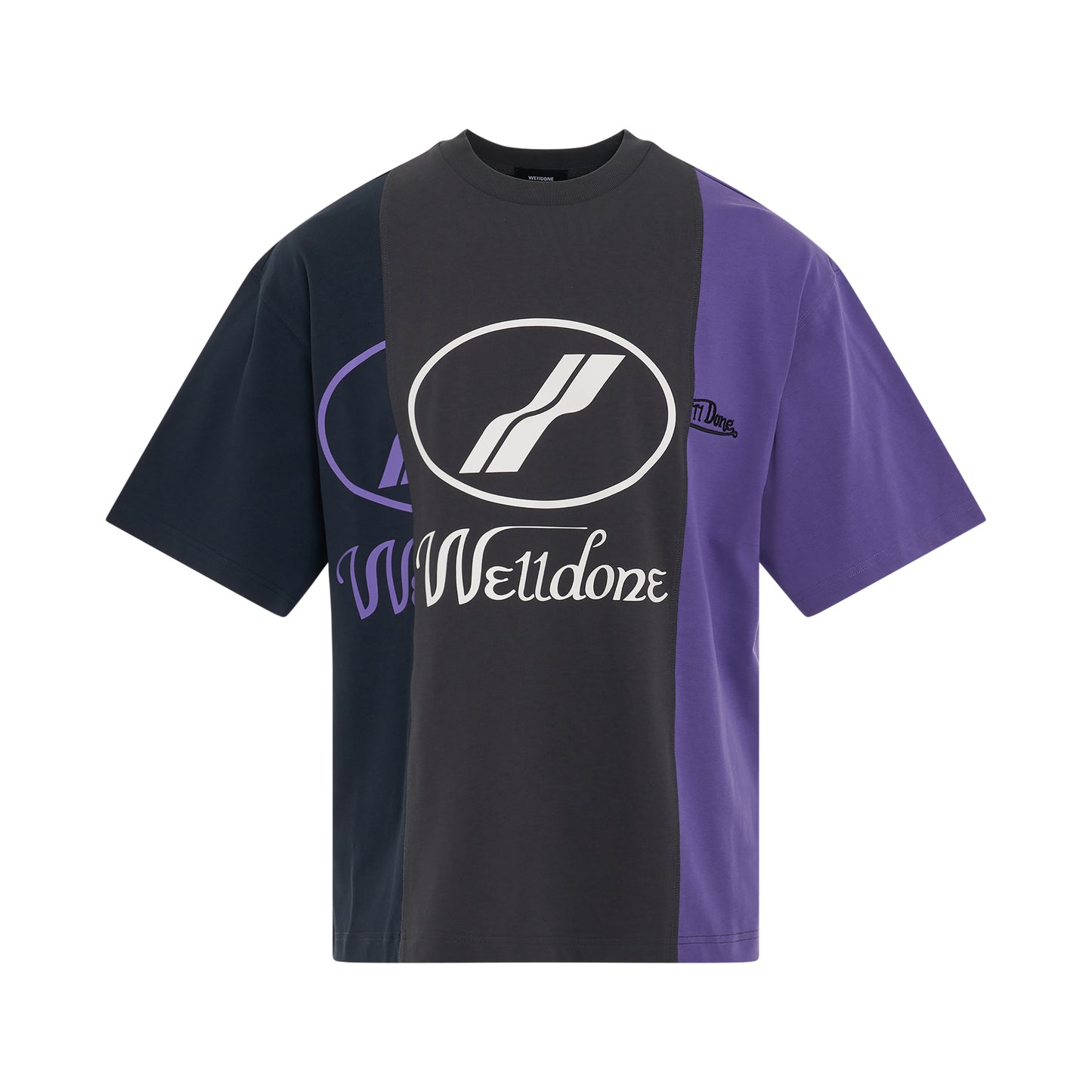 Remake 3 Panel Reflective Logo T-Shirt in Purple