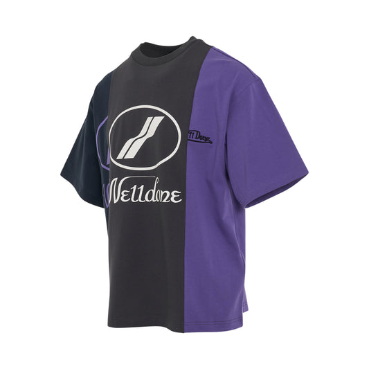 Remake 3 Panel Reflective Logo T-Shirt in Purple