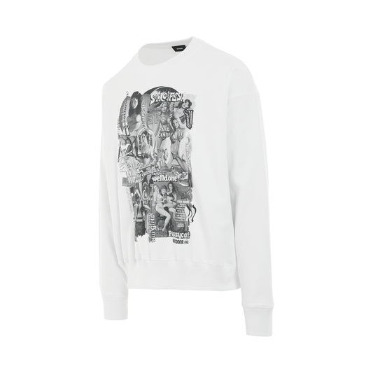 Movie Collage Sweatshirt in White