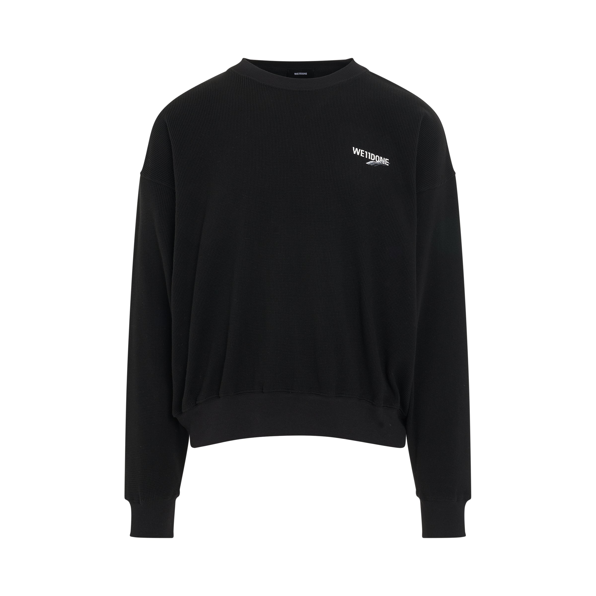 Basic 1506 Logo Waffle Sweatshirt in Black