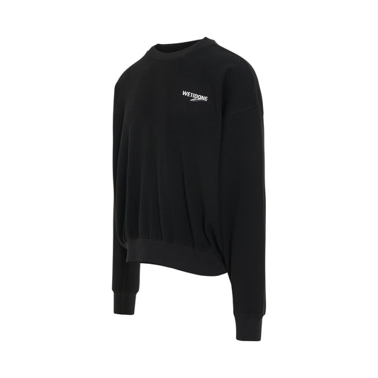 Basic 1506 Logo Waffle Sweatshirt in Black