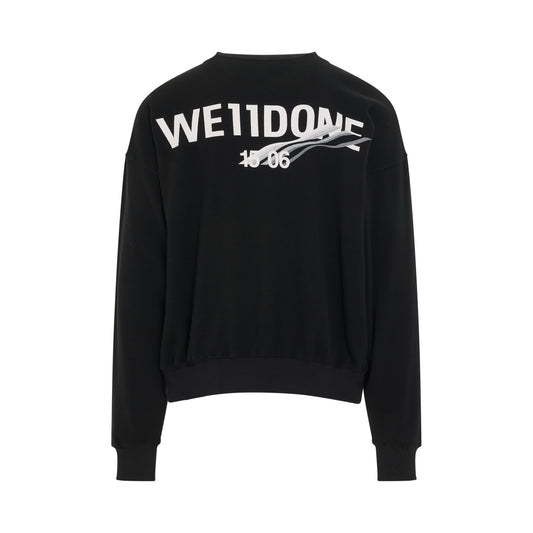 Basic 1506 Logo Waffle Sweatshirt in Black