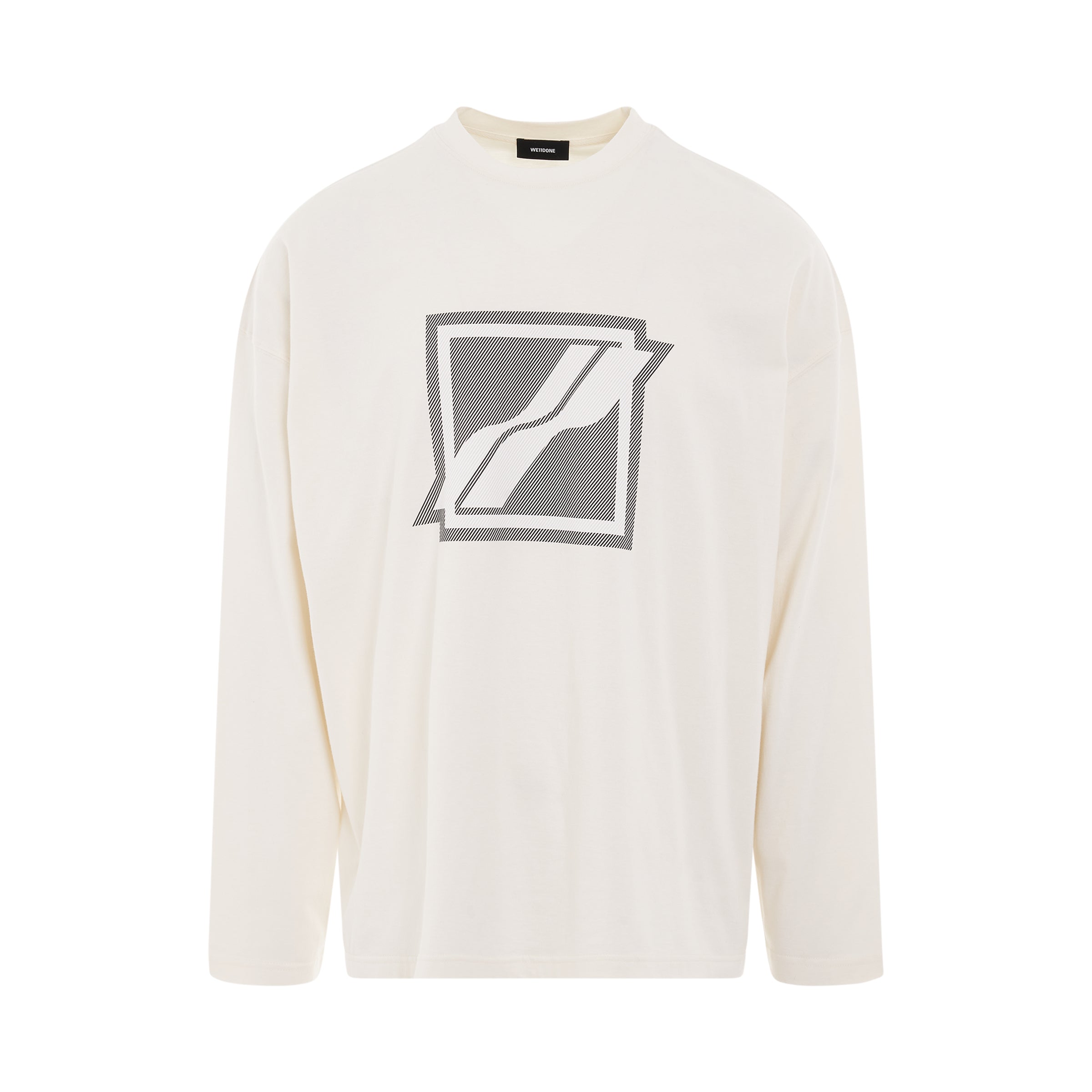 Square Logo Long Sleeve T-Shirt in Ivory