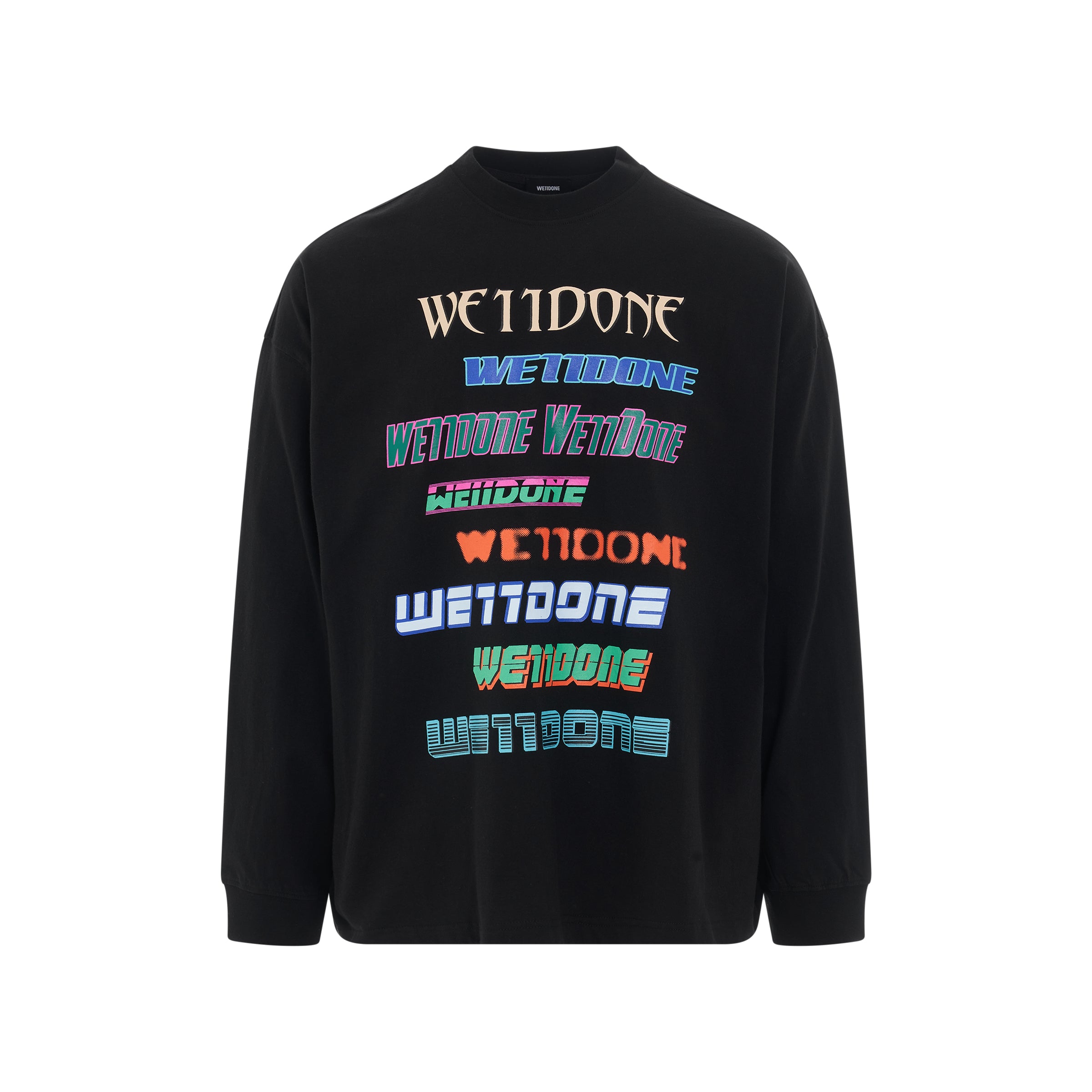 Multi Logo Long Sleeve T-Shirt in Black