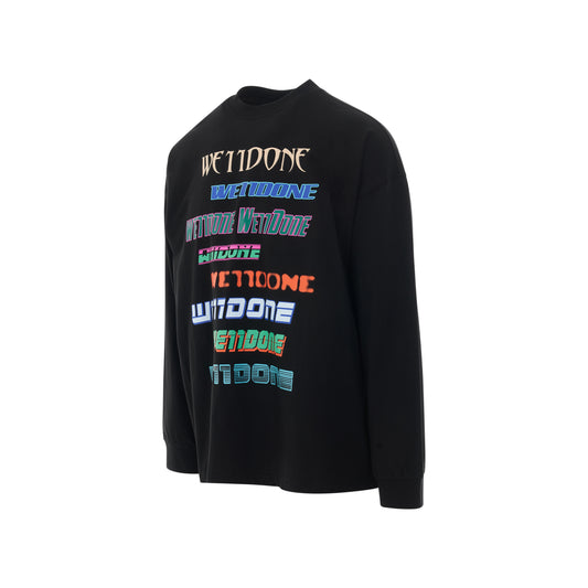 Multi Logo Long Sleeve T-Shirt in Black