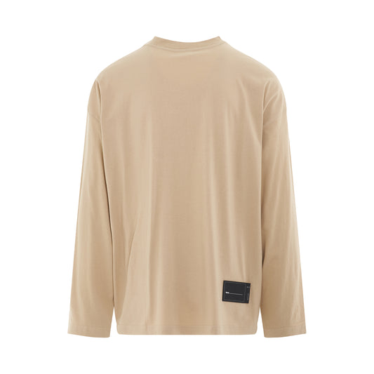 Square Logo Long Sleeve T-Shirt in Beige