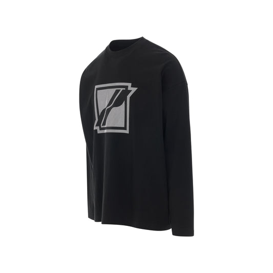 Square Logo Long Sleeve T-Shirt in Black