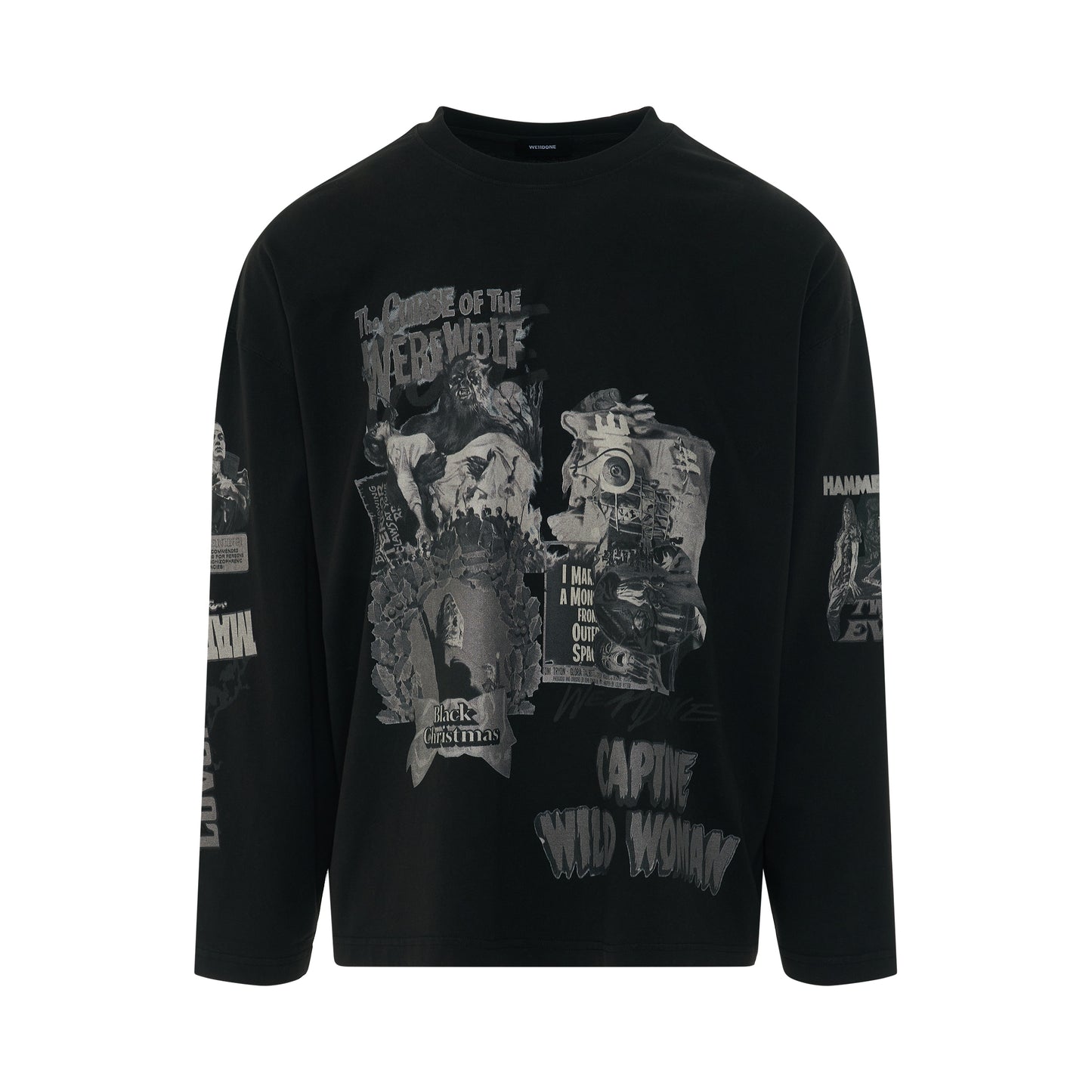 Mixed Horror Long Sleeve T-Shirt in Black