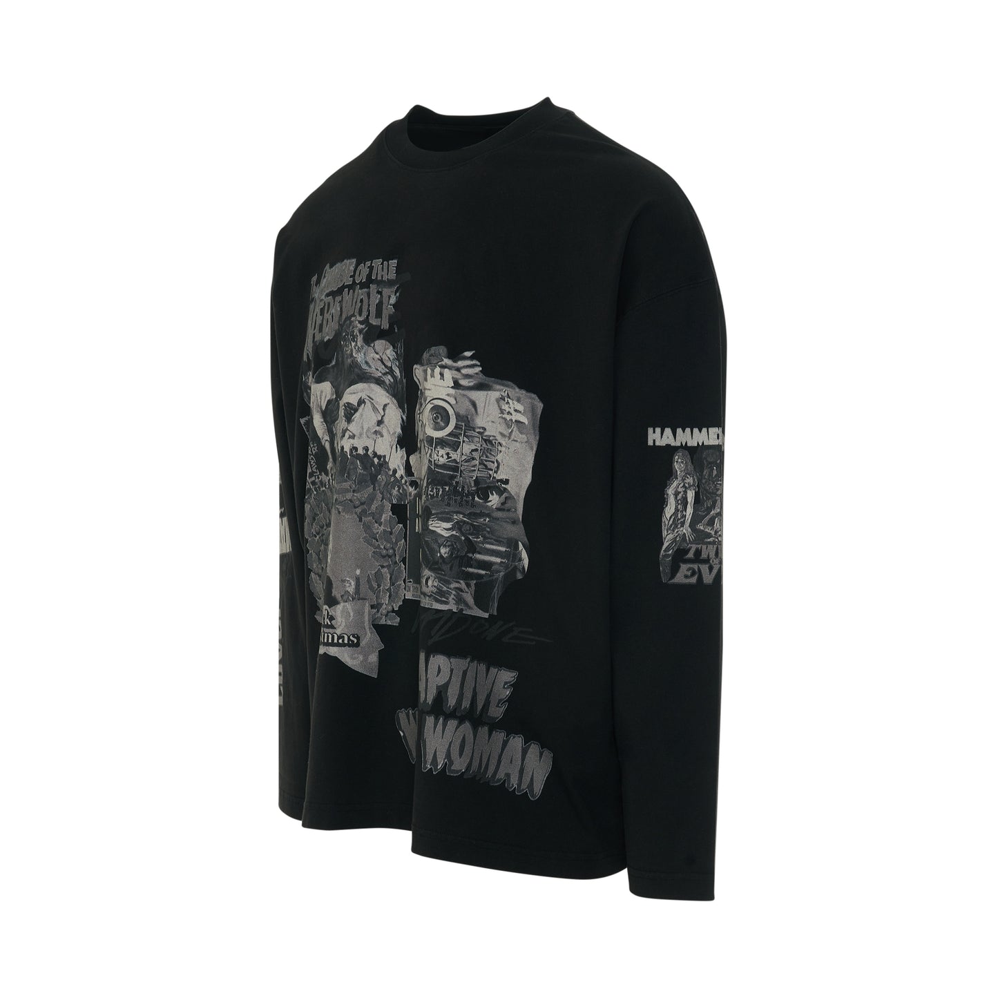 Mixed Horror Long Sleeve T-Shirt in Black