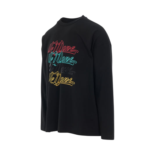 Rainbow Logo Long Sleeve T-Shirt in Black