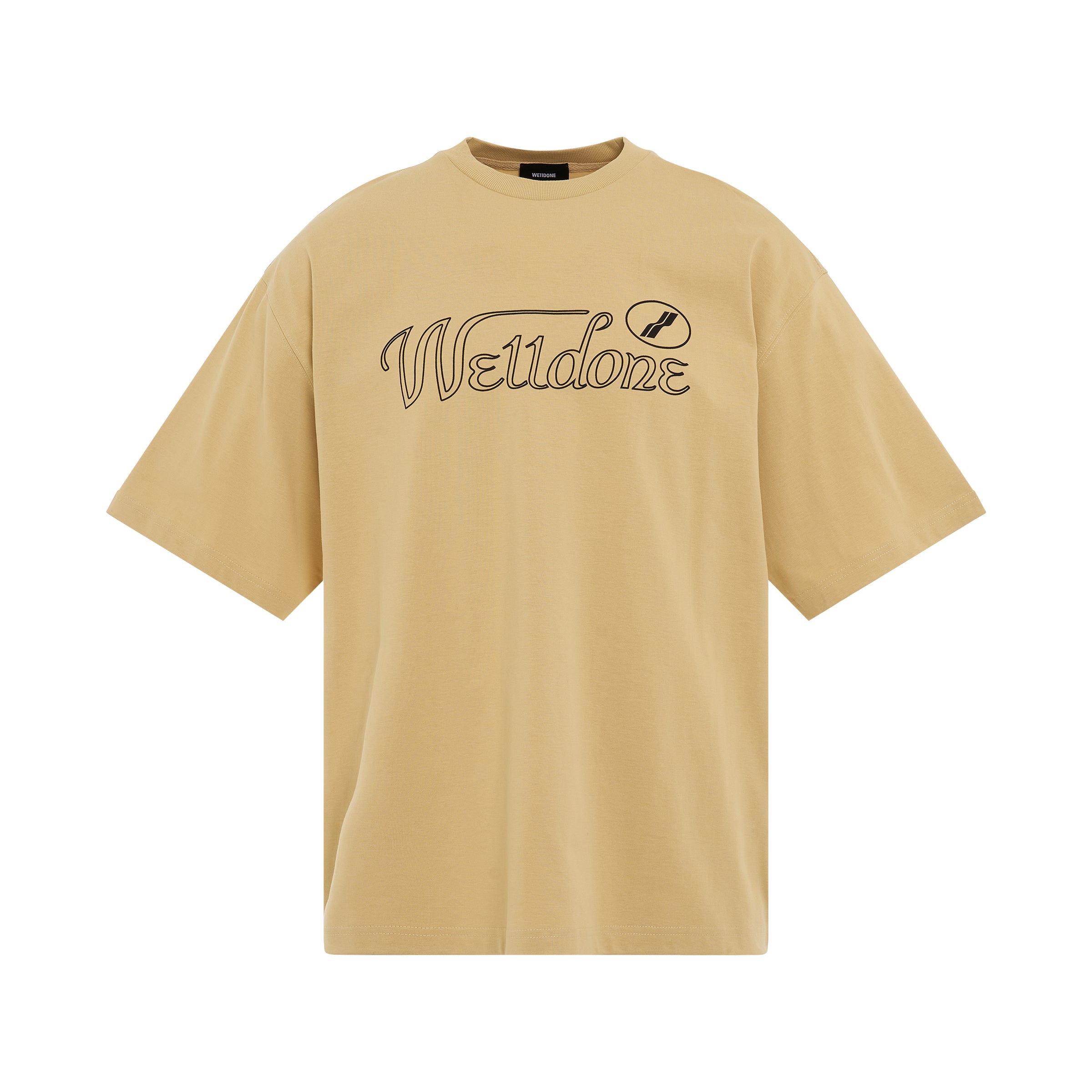 Cursive Symbol Logo Large T-Shirt in Beige