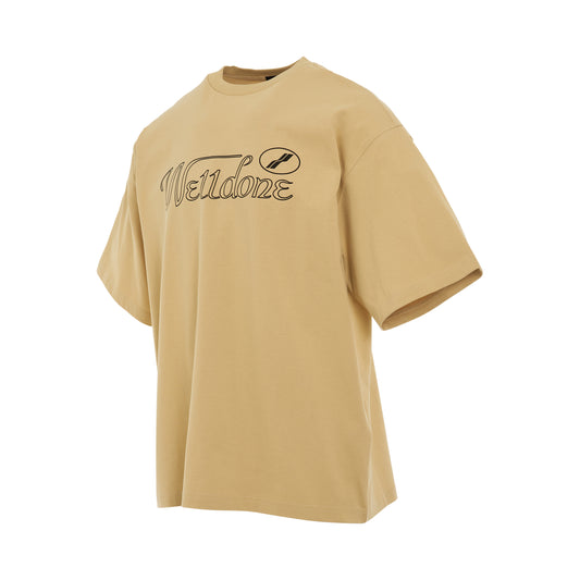 Cursive Symbol Logo Large T-Shirt in Beige