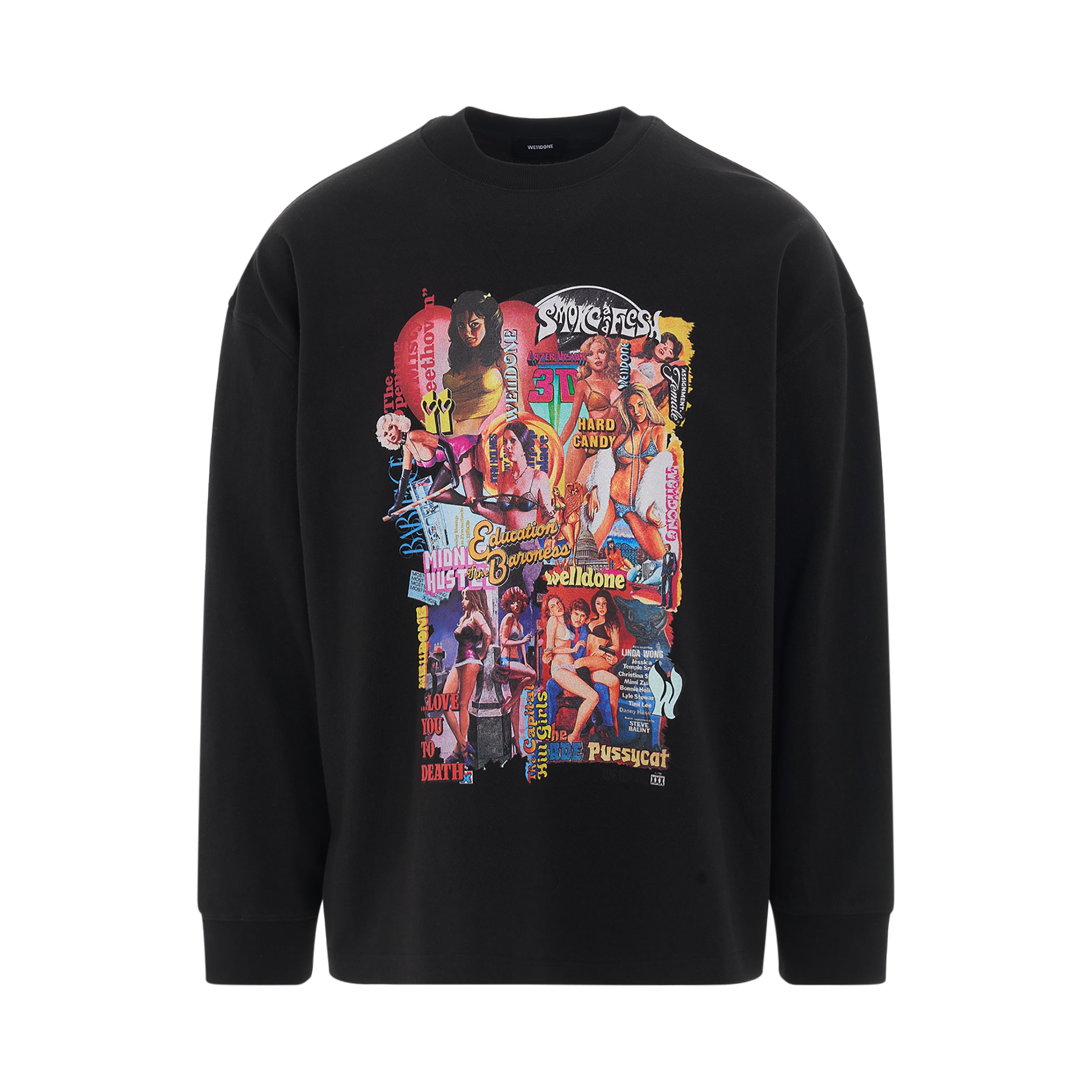 Colour Movie Collage Long Sleeve T-Shirt in Black