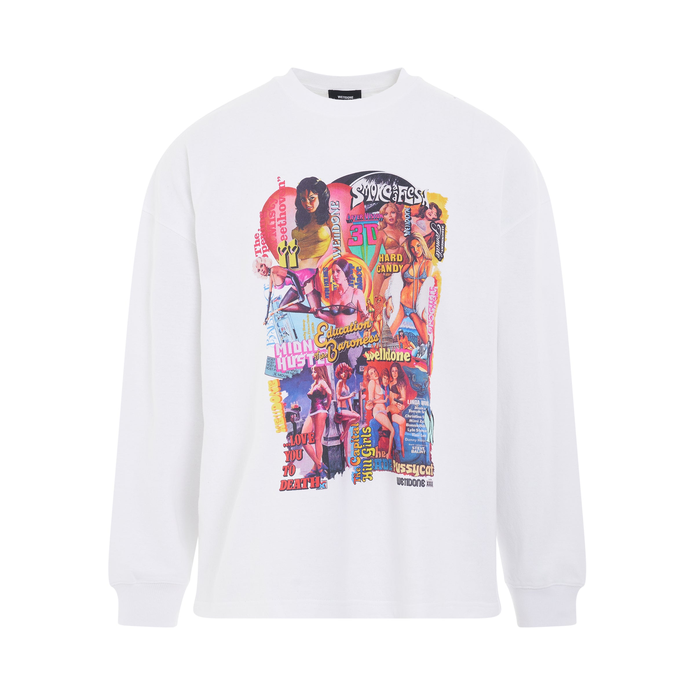 Colour Movie Collage Long Sleeve T-Shirt in White