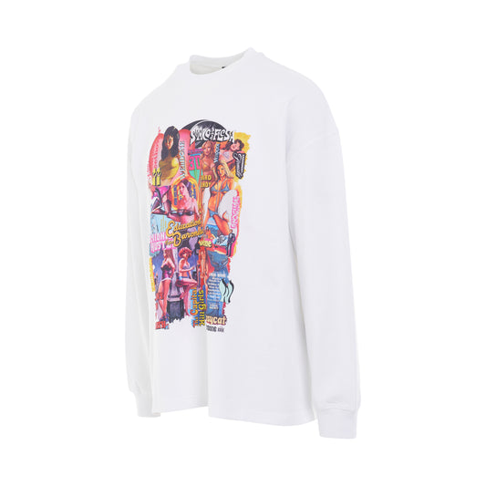 Colour Movie Collage Long Sleeve T-Shirt in White