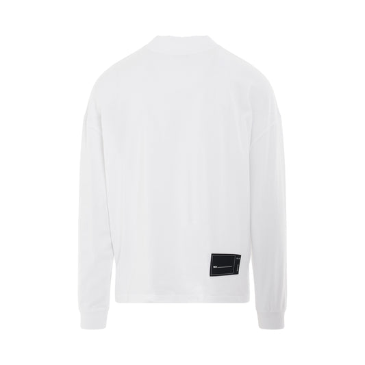 High Neck WD Logo Long Sleeve T-Shirt in White