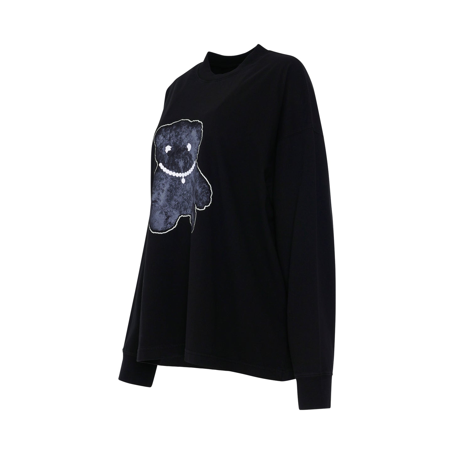 Pearl Necklace Teddy Long Sleeve T-Shirt in Black