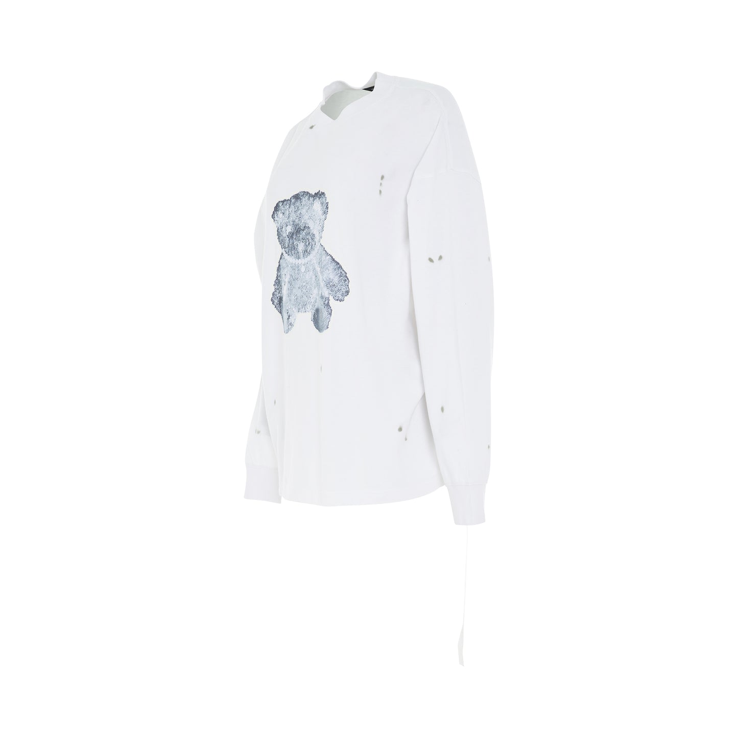 Pearl Necklace Teddy Long Sleeve T-Shirt in White