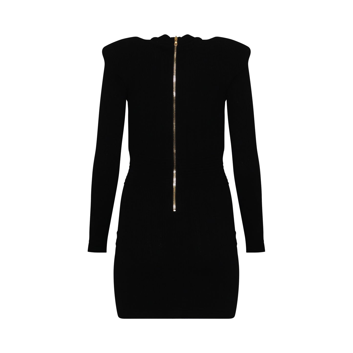 Long Sleeve Buttoned Knit Dress in Black