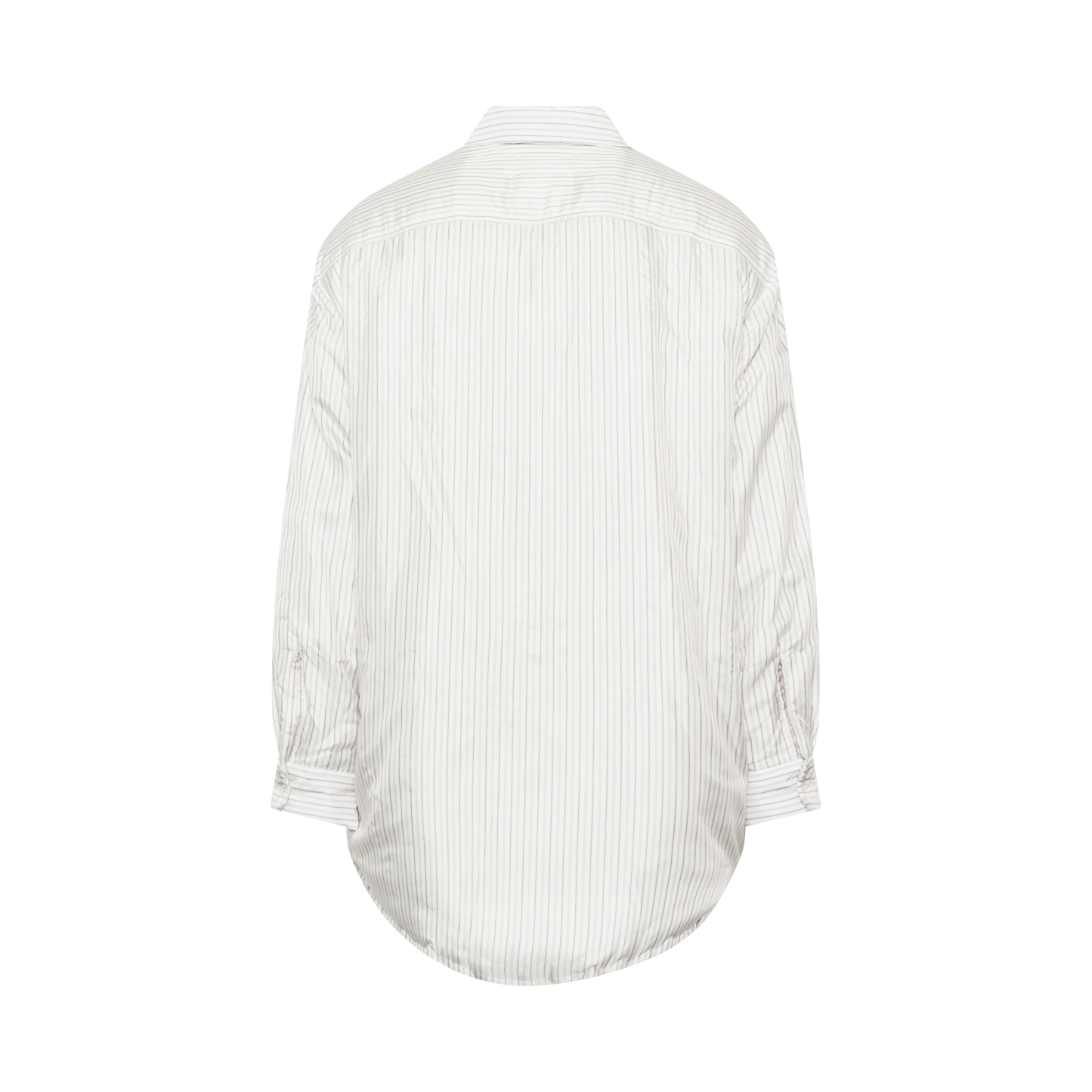 Oversized Striped Shirt Jacket in White