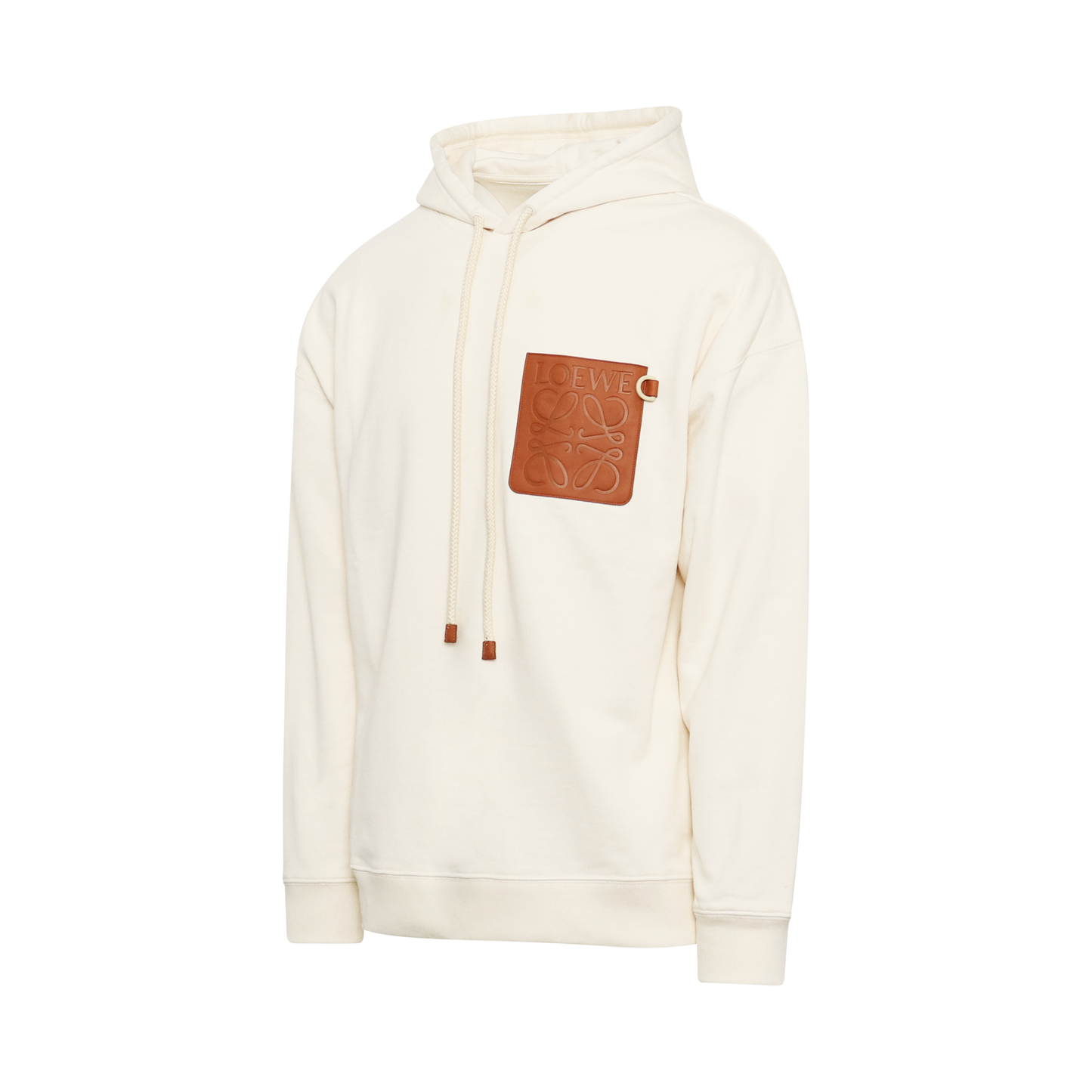 Anagram Leather Patch Hoodie in White Ash