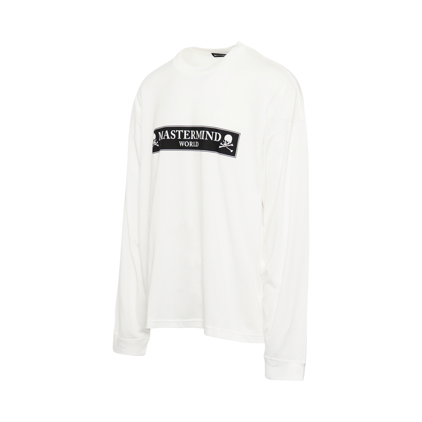 Boxed Logo Long Sleeve Boxy Fit T-Shirt in White