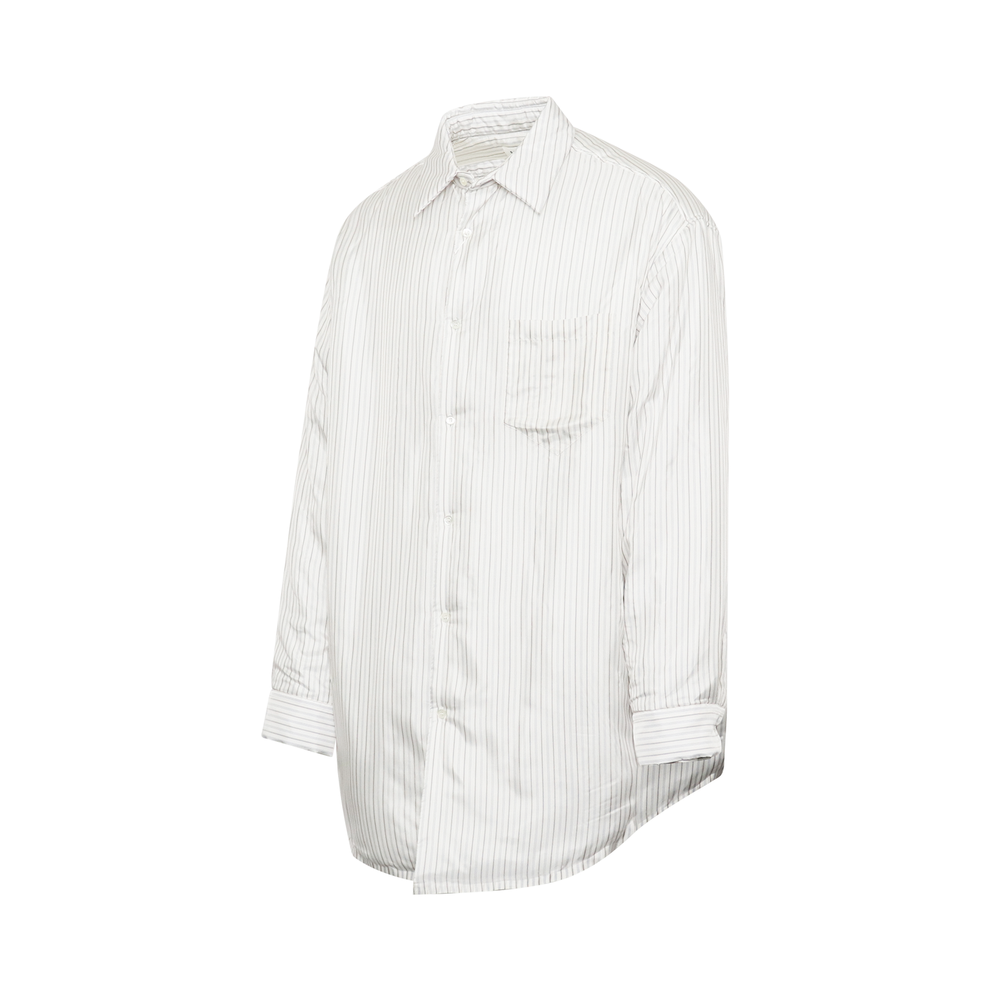 Oversized Striped Shirt Jacket in White