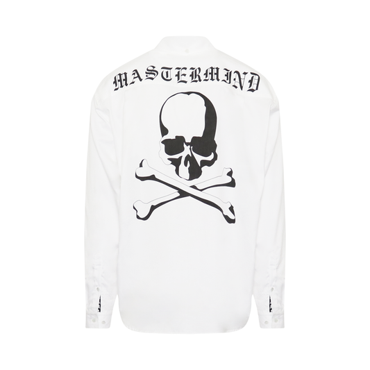 Printed Logo And Skull Satin Shirt in White