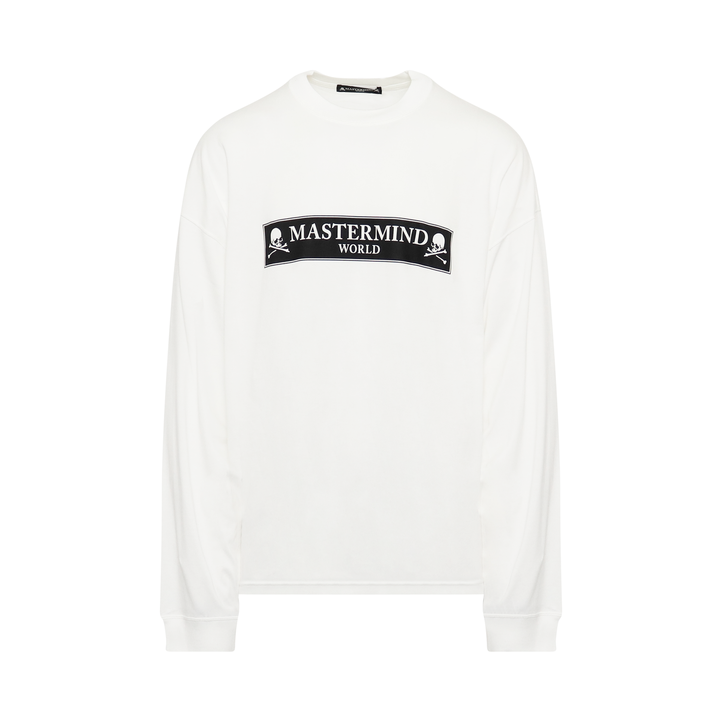 Boxed Logo Long Sleeve Boxy Fit T-Shirt in White