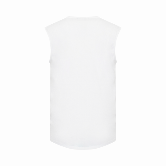 3 Buttons Logo Tank Top in White/Black