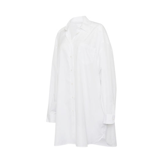 Oversize Cotton Shirt Dress in White