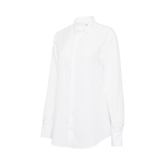 Classic Long Sleeve Poplin Shirt in White