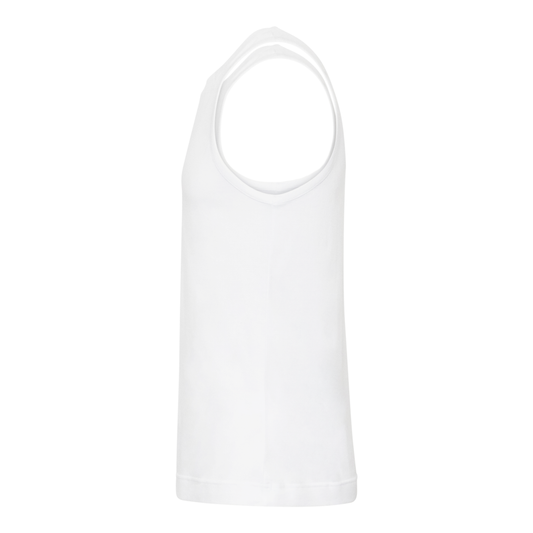 Square Neck Edge Tank Top in White