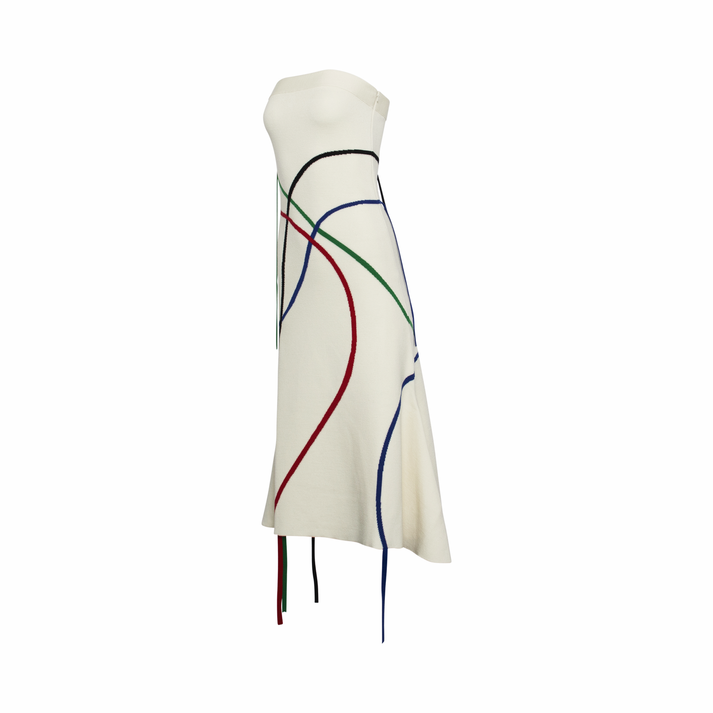 Graphic Jacquard Bustier Dress In Wool White/Multicolor