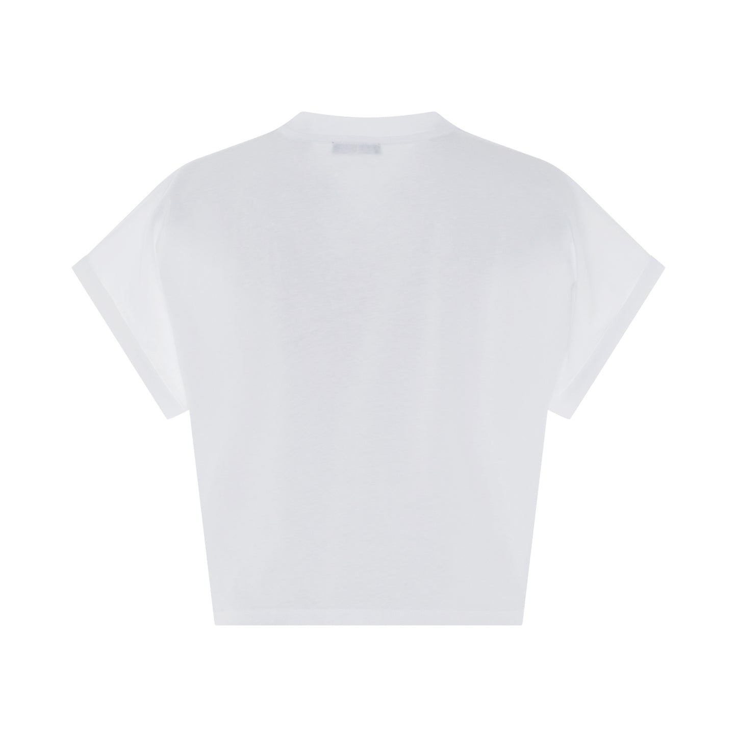 Cropped Short Sleeve Logo Flock Detail T-Shirt in White/Black