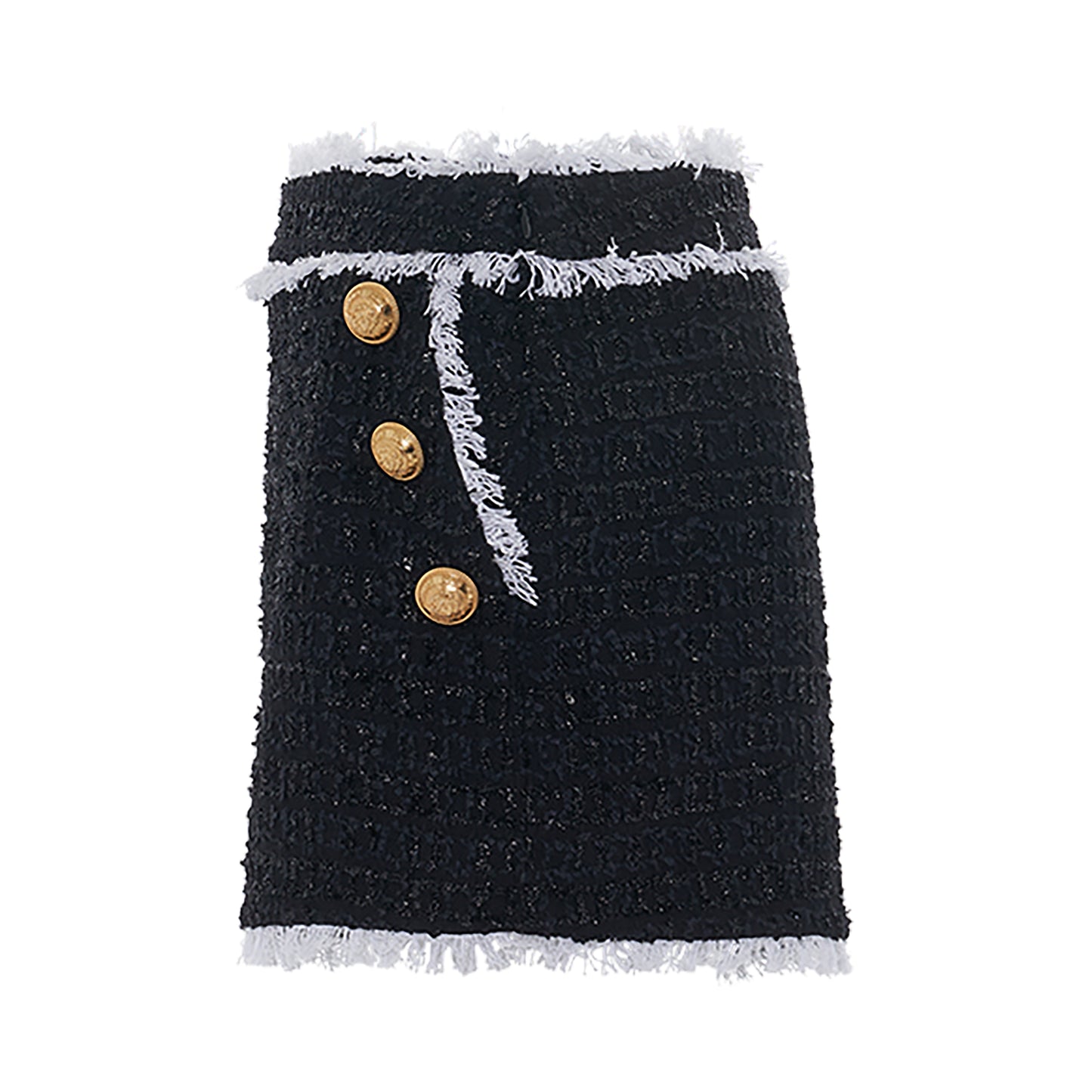 6 Button Tweed Shorts in Black/White