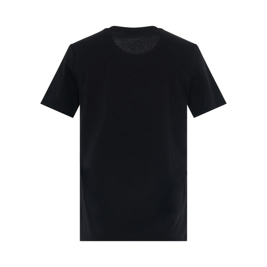 3 Button Flocked Logo Classic Fit T-Shirt in Black/White