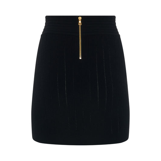 2 Button Short Knitted Skirt in Black