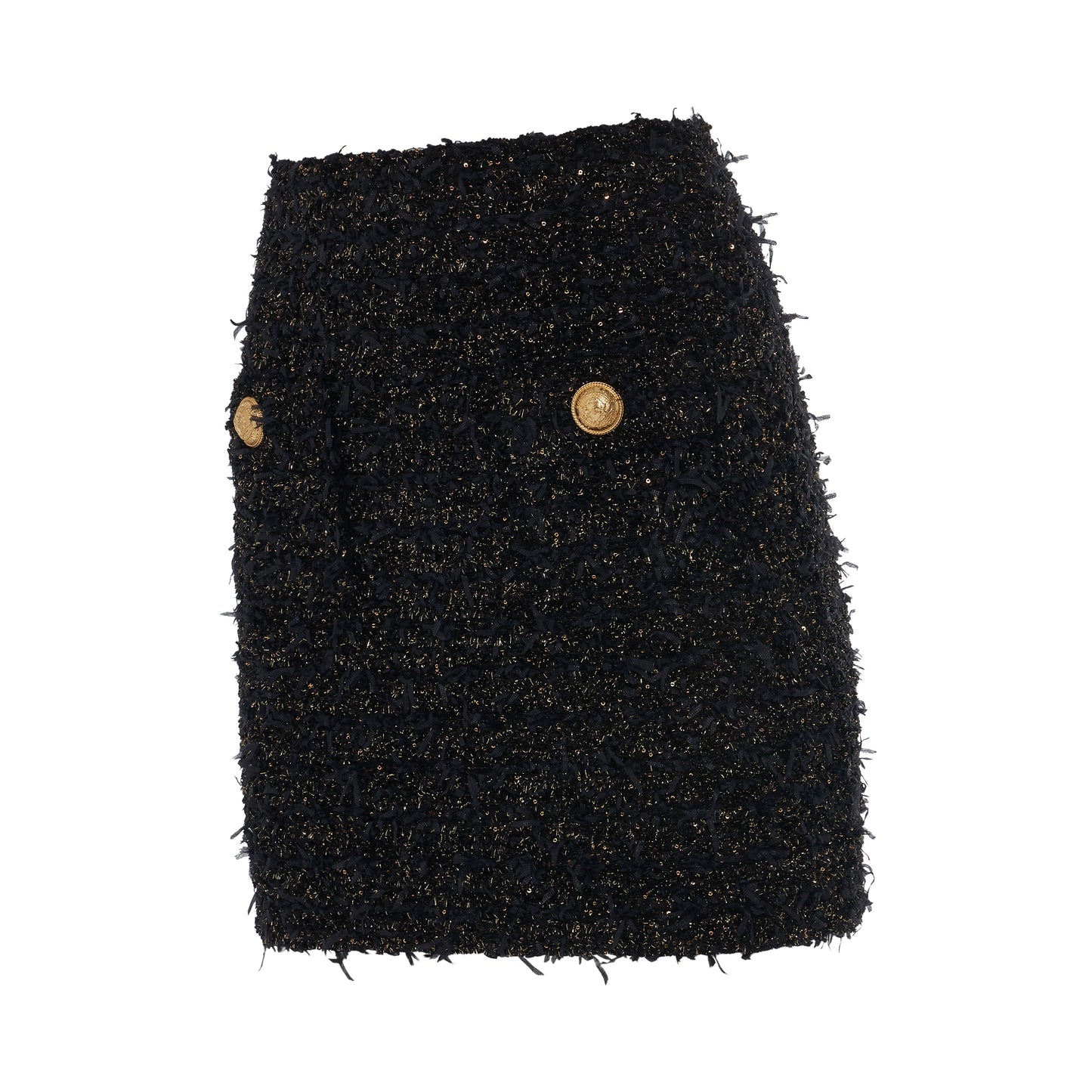 2 Pockets Lurex Tweek Short Skirt in Black/Gold