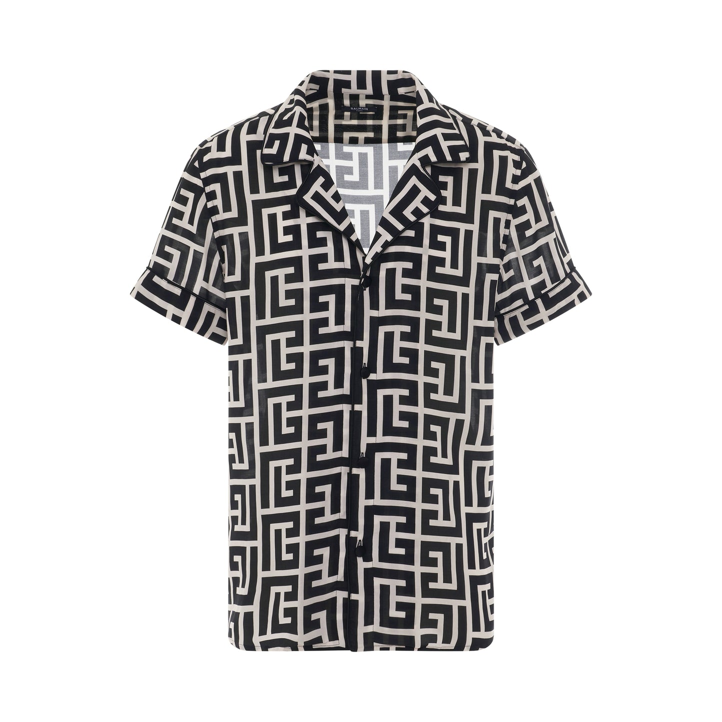 SS Maxi Monogram Pyjama Shirt in Ivory/Black
