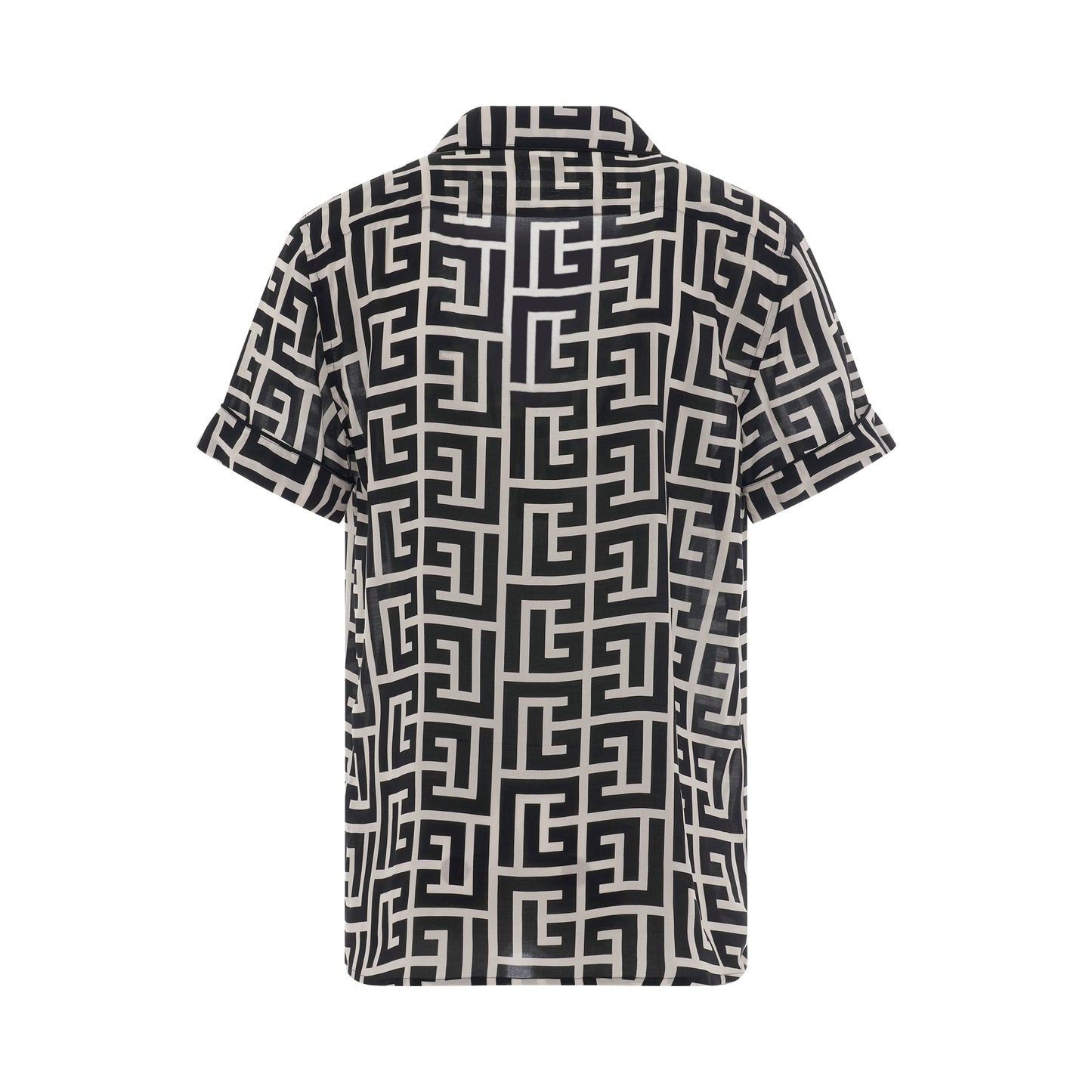 SS Maxi Monogram Pyjama Shirt in Ivory/Black