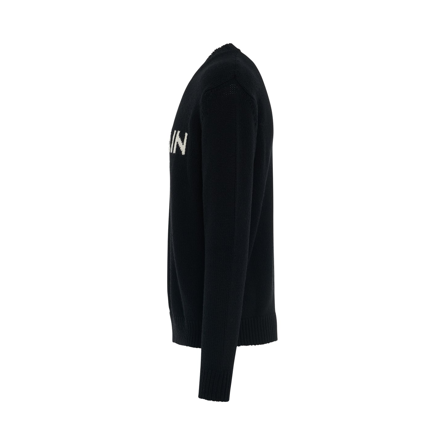 Knit Logo Merino Pullover in Black
