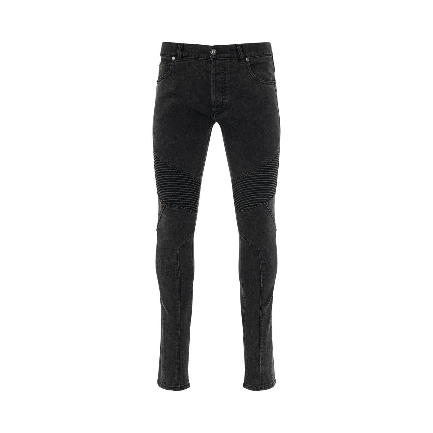 Ribbed Slim Multi-Cuts Jeans in Washed Black