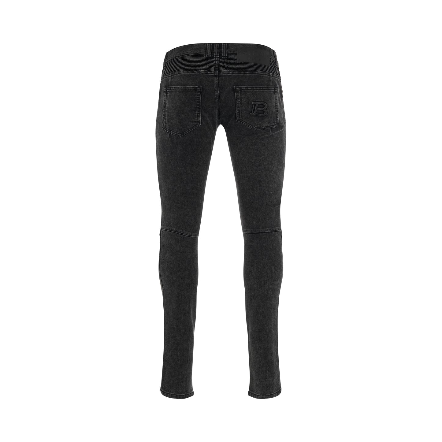 Ribbed Slim Multi-Cuts Jeans in Washed Black
