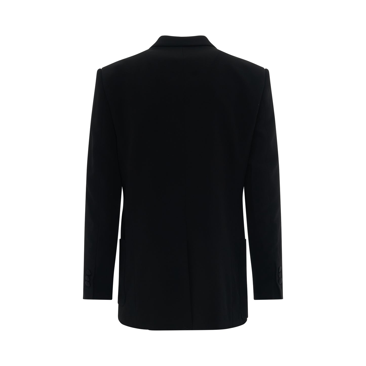 Double Breasted Crepe Blazer with Monogram Lining in Black