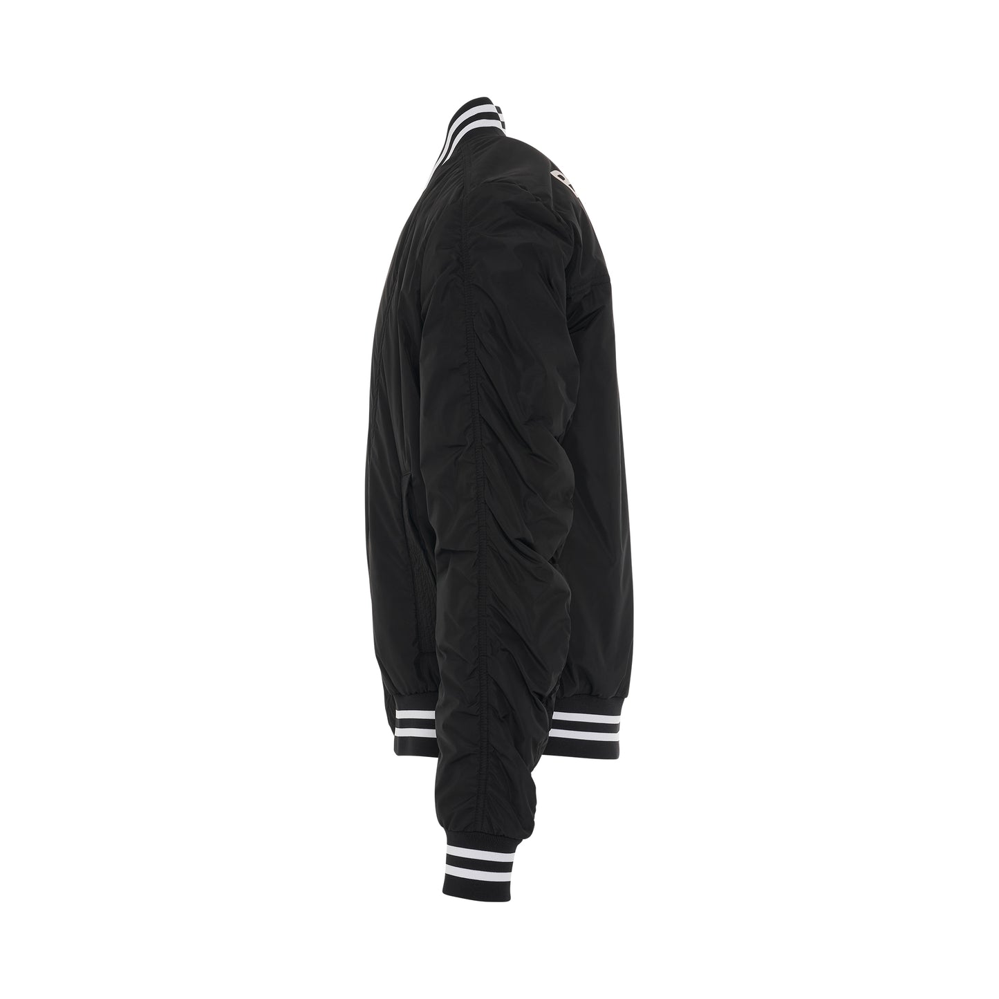 Nylon Diagonal Zip Bomber Jacket in Black/White